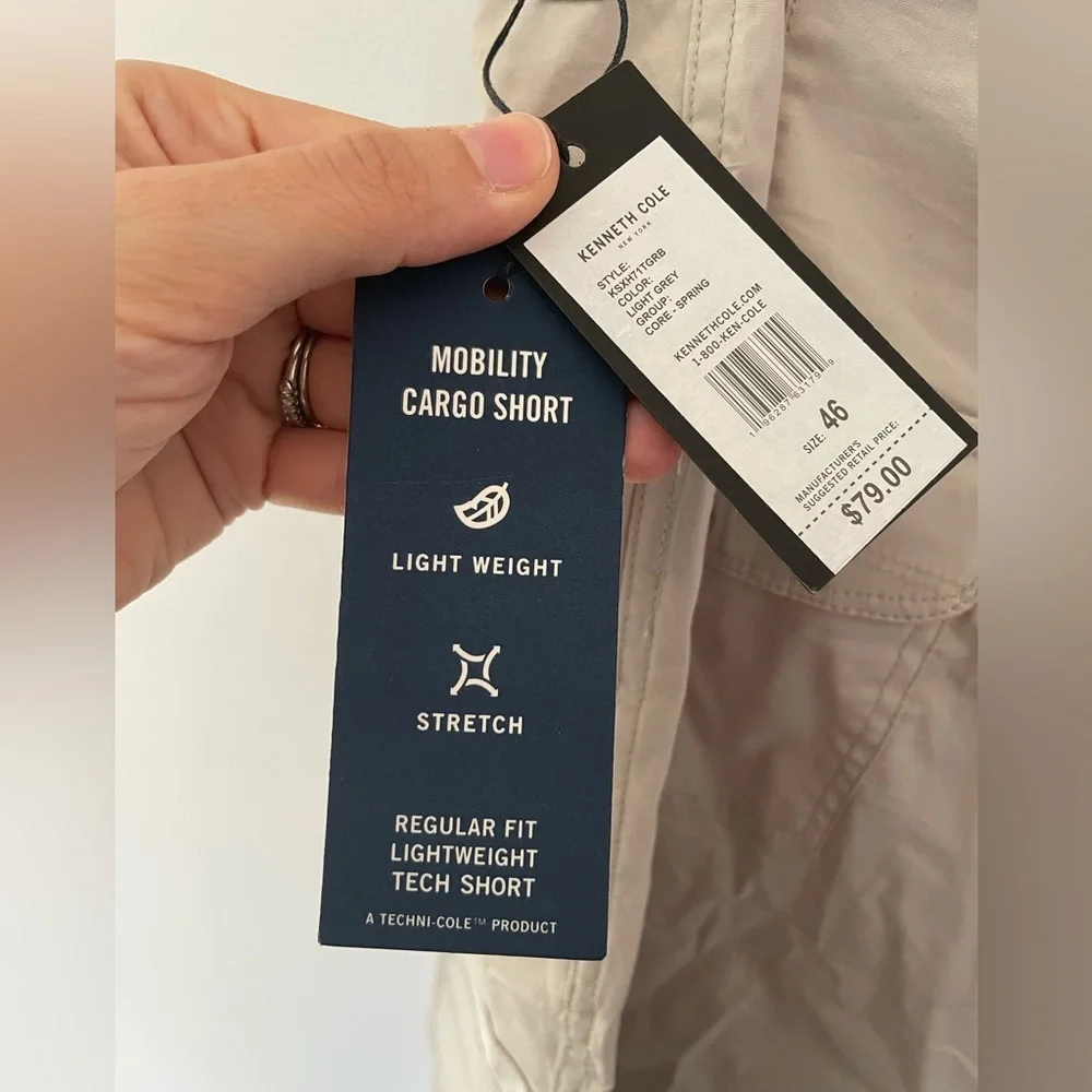 NWT- Kenneth Cole Men's Reaction Shorts size 46 cargo tech shorts w/stretch - Picture 8 of 11